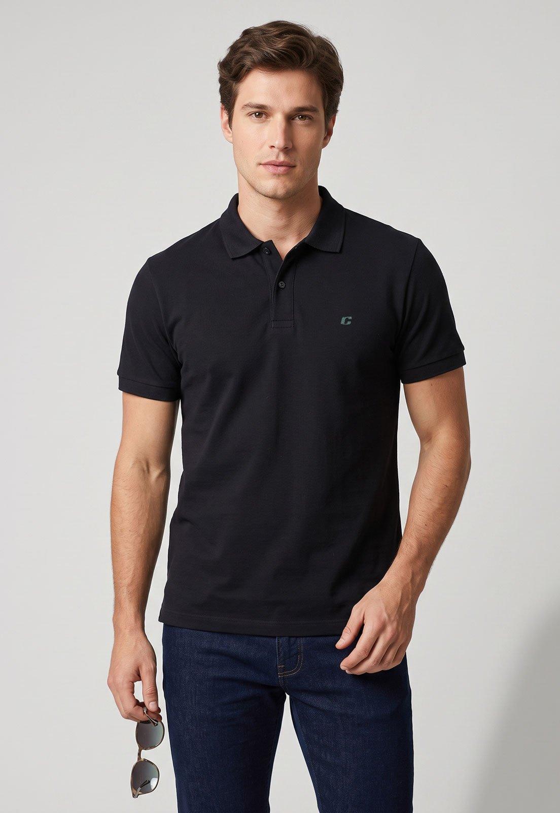 Camisa Polo Colcci Regular Logo Preta