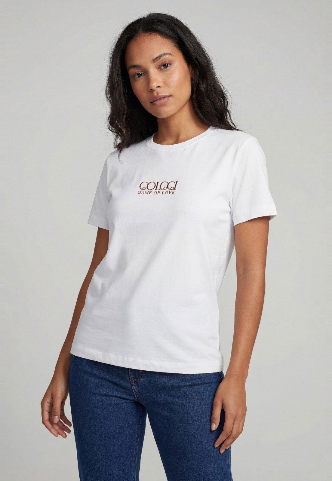 Camiseta Feminina Colcci Estampa Game Of Love Branca