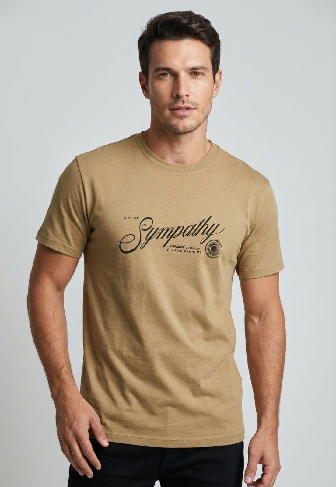 Camiseta Masculina Colcci Estampa Frontal Bege