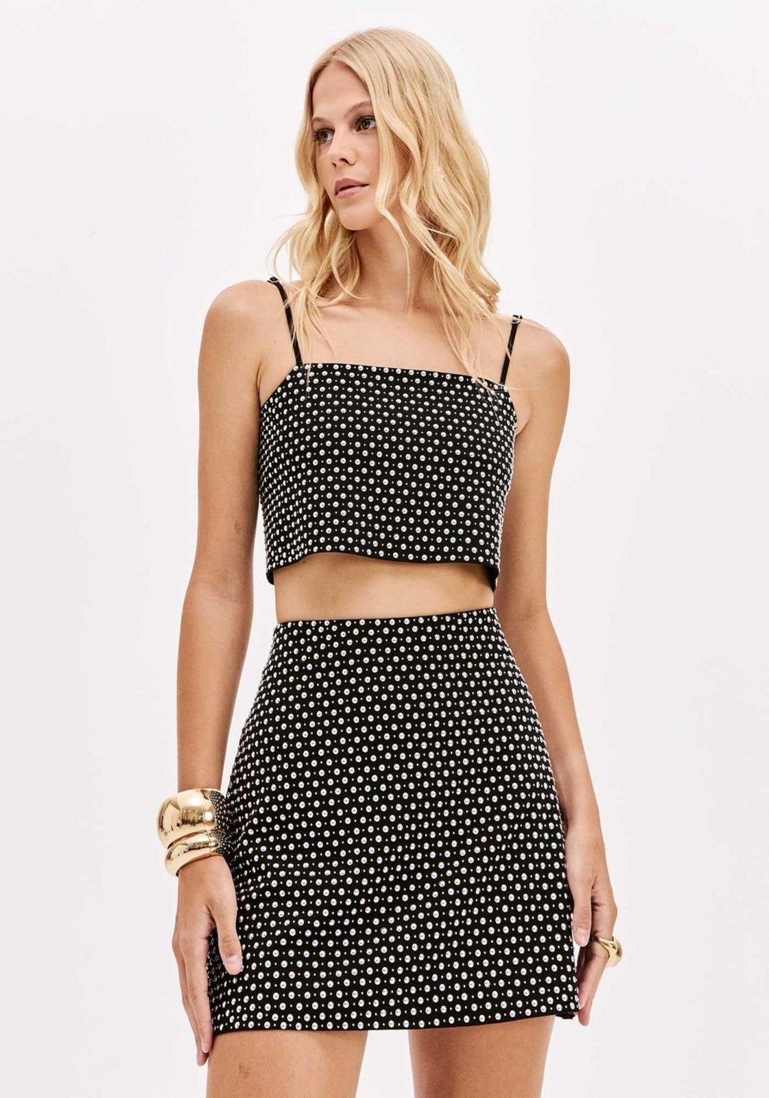 Top Cropped De Alças Com Aplicações Lança Perfume