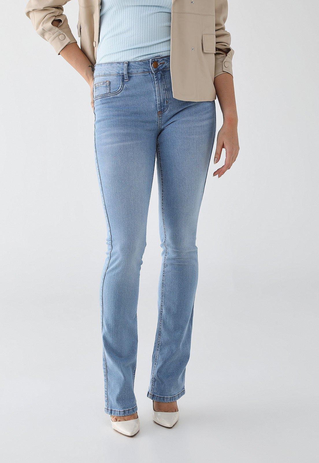 Calça Feminina Lança Perfume Boot Cut Hera Cintura Alta Azul Claro
