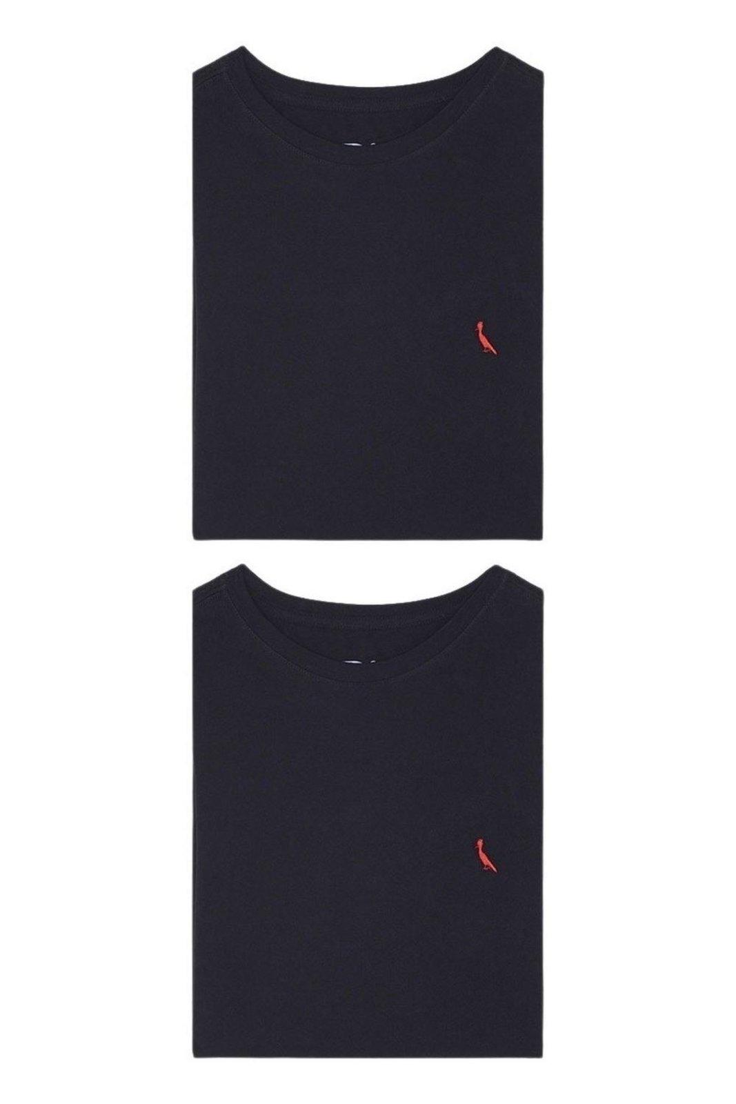 Kit 2 Camisetas Brasa Preta Pica Pau Bordado Reserva - PRETO - GG Preto
