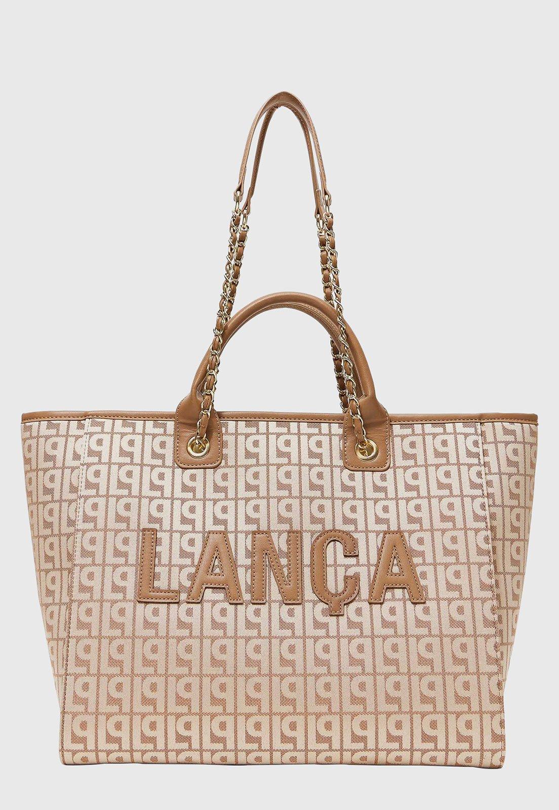 Bolsa Feminina Lança Perfume Retangular Logo Corrente Caramelo
