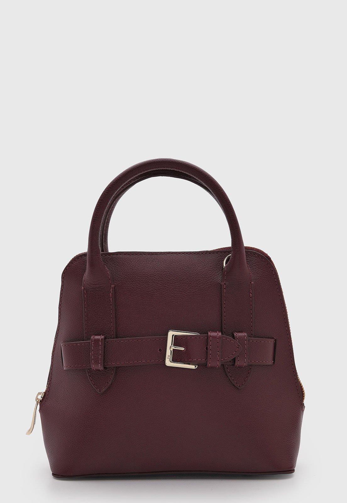 Bolsa Feminina Jorge Bischoff Estruturada Couro Vinho