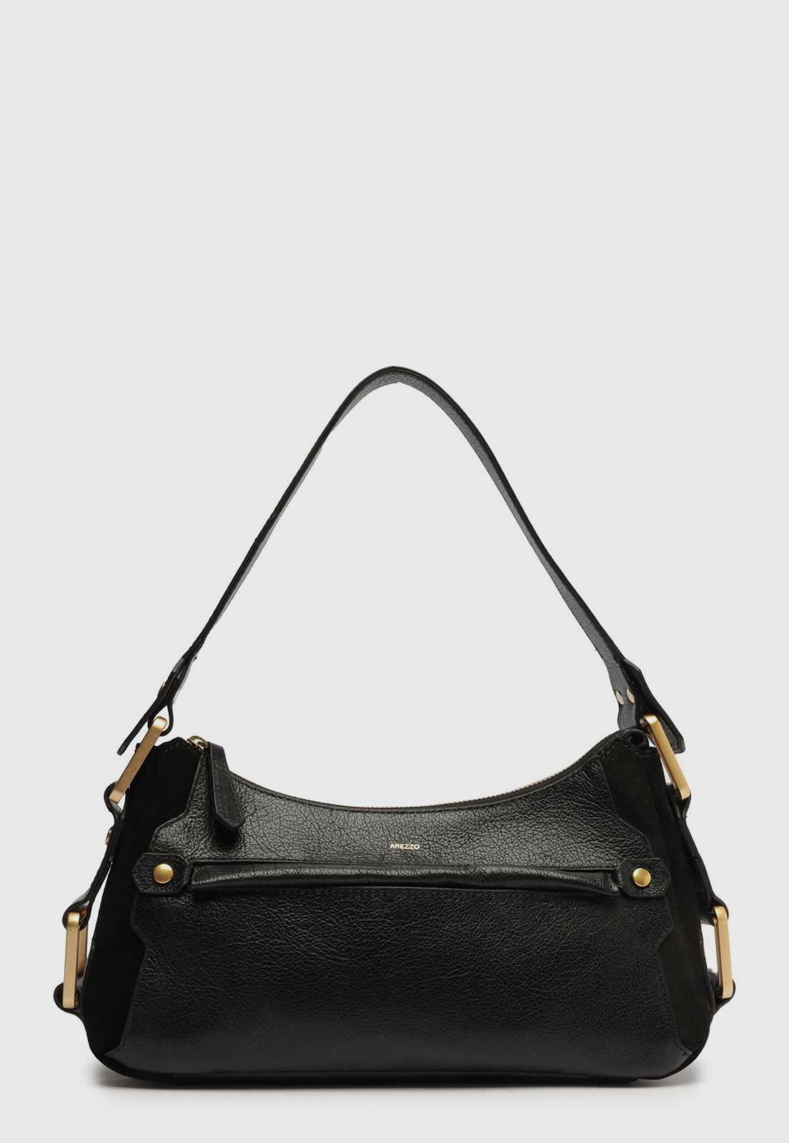 Bolsa Tiracolo Feminina Arezzo Aged Leather Preta