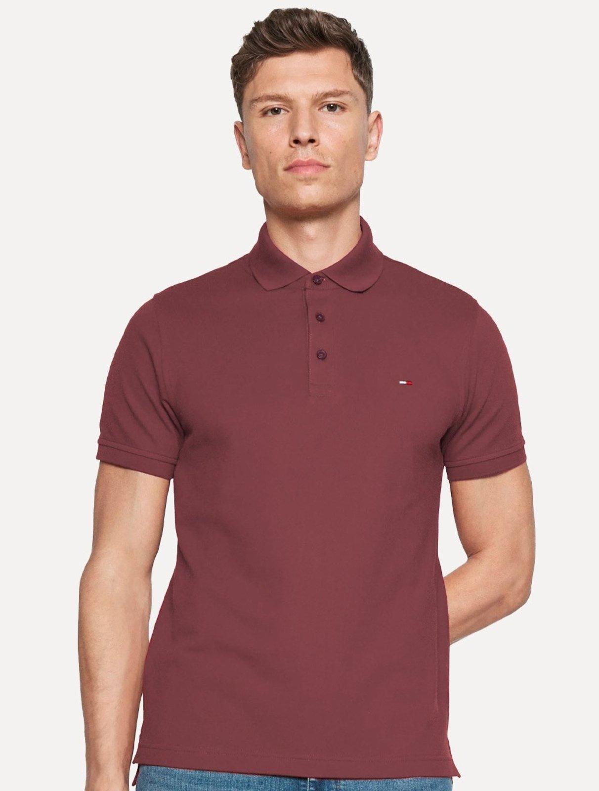 Polo Tommy Hilfiger Masculina Piquet Regular Placket Vermelho Escuro