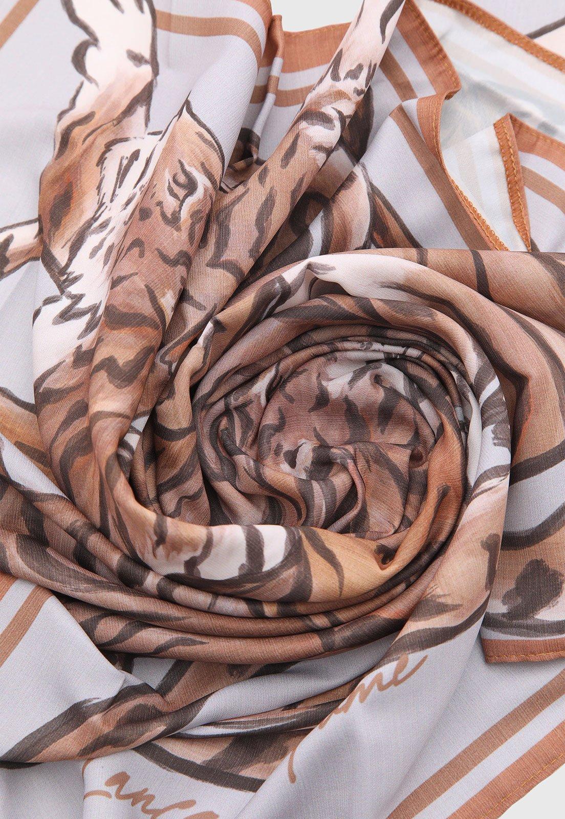 Lenço Feminino Lança Perfume Estampa Tigres Branco