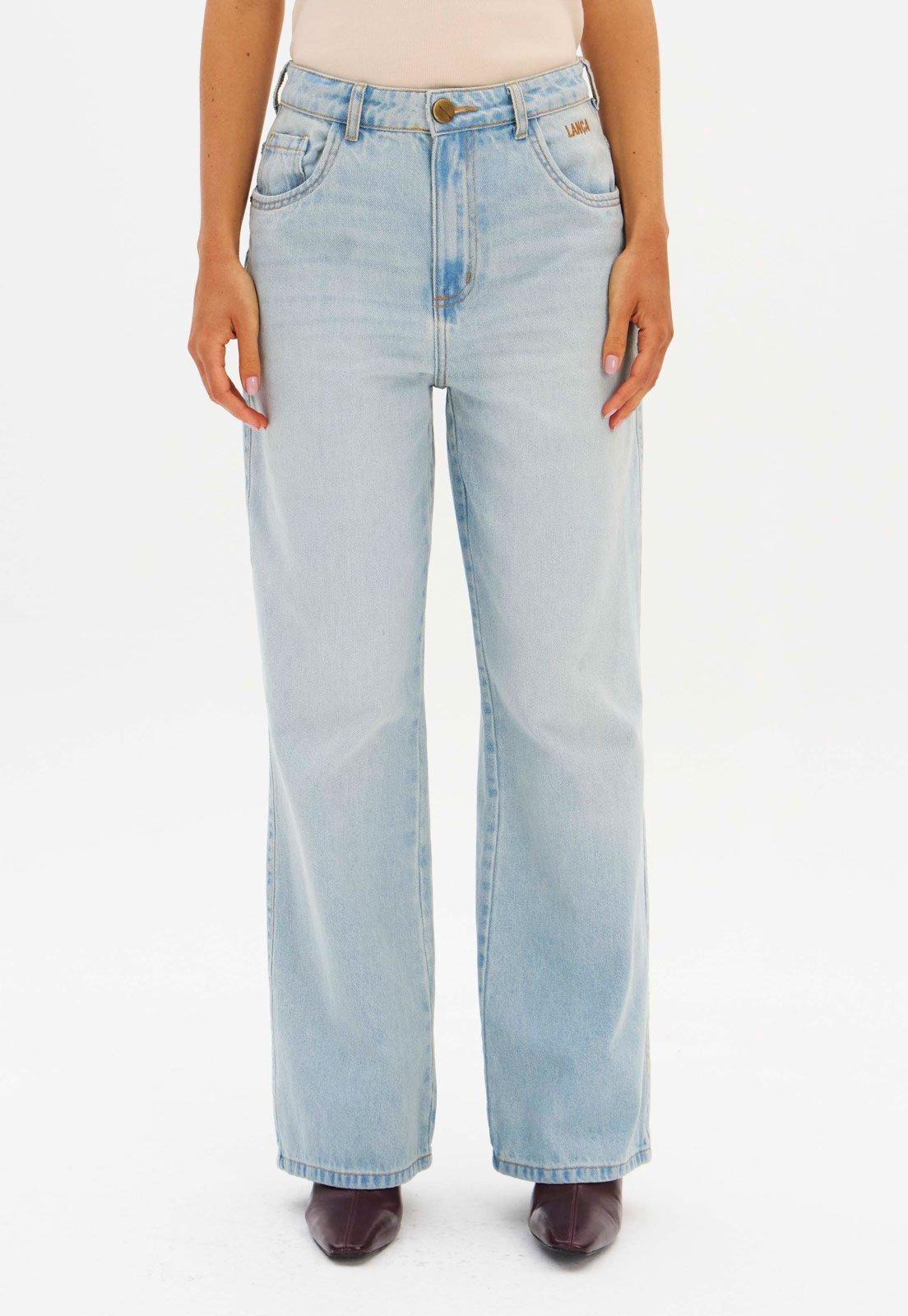Calça Feminina Lança Perfume Jeans Cintura Alta Azul Claro