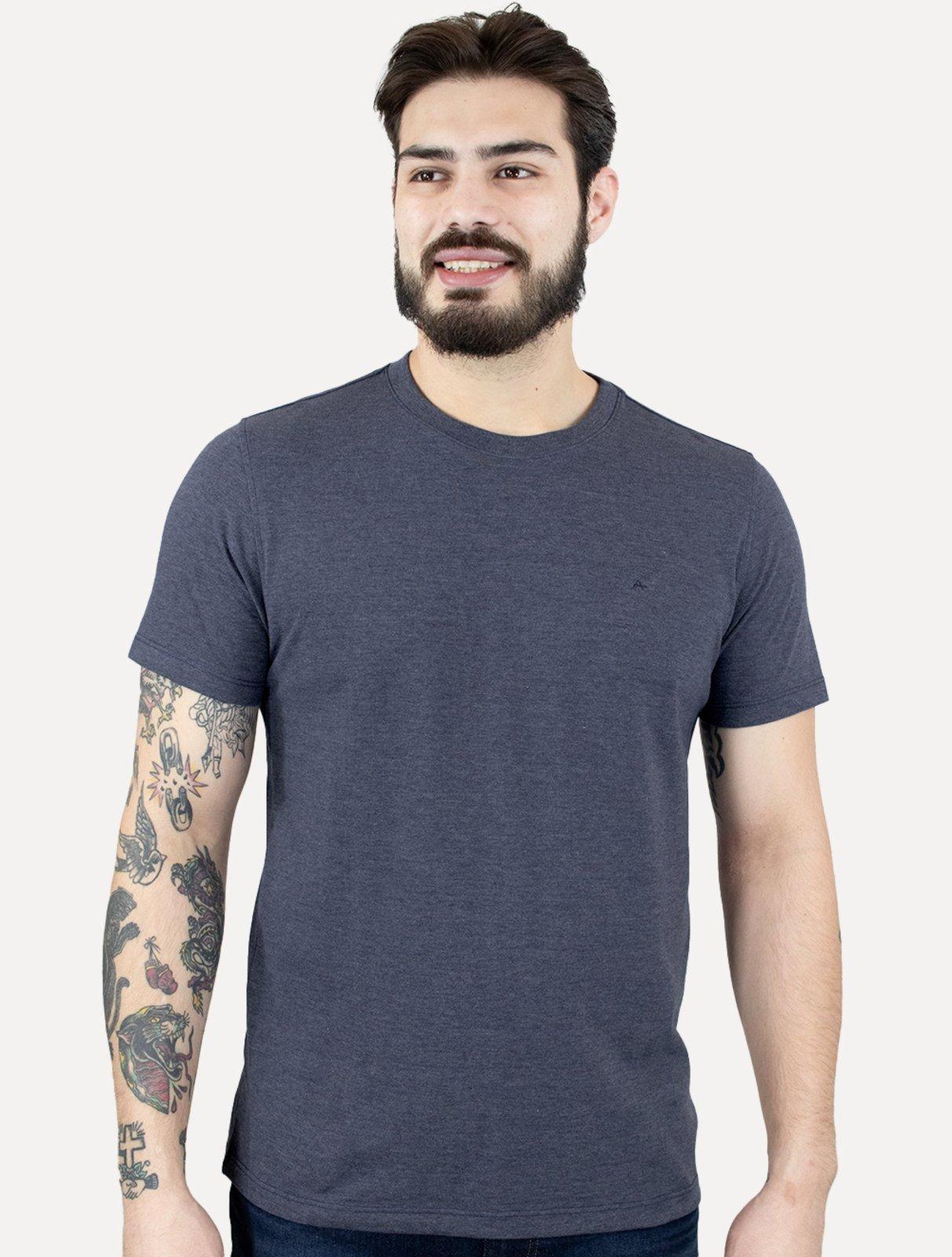 Camiseta Aramis Regular Piquet Bordado Marinho Mescla