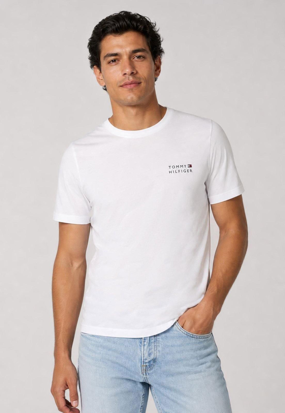 Camiseta Masculina Tommy Hilfiger Gola Redonda Branca