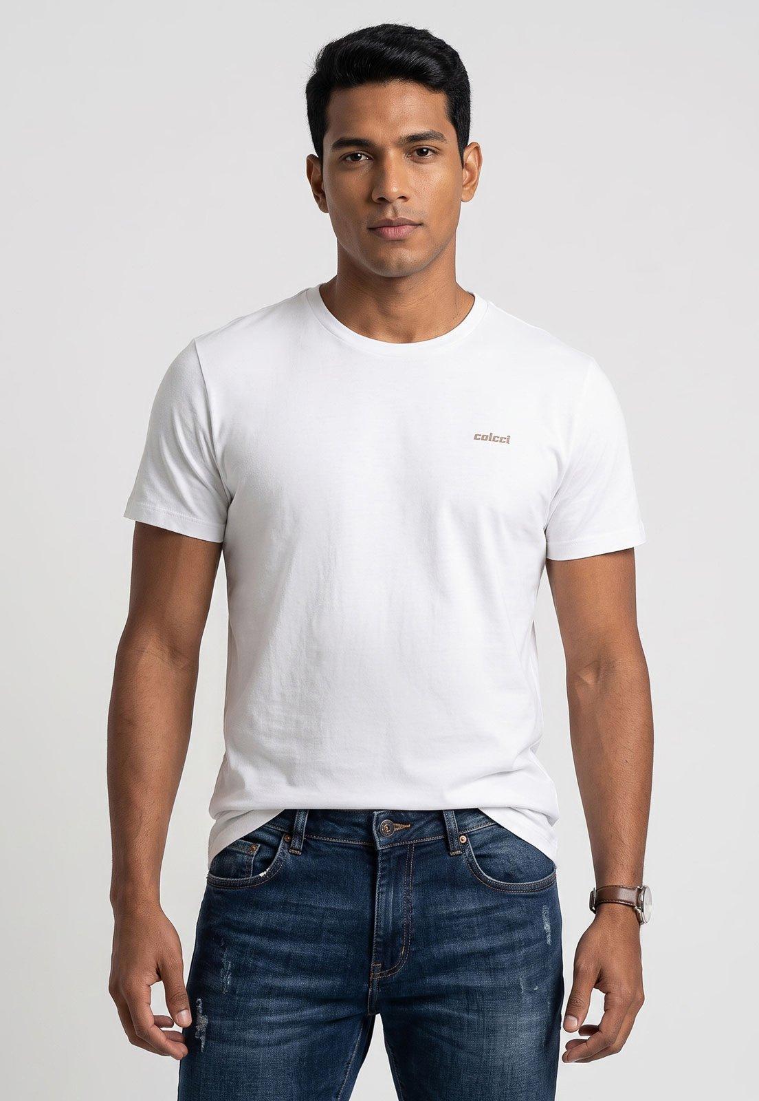 Camiseta Masculina Colcci Gola Redonda Branca