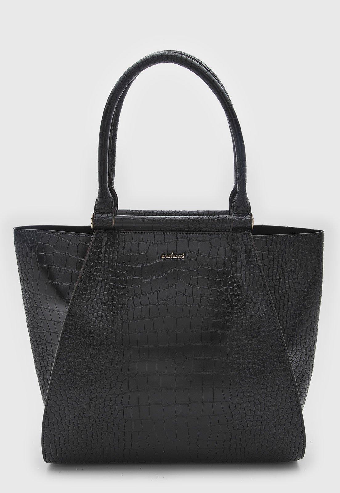 Bolsa Feminina Colcci Grande Croco Preta