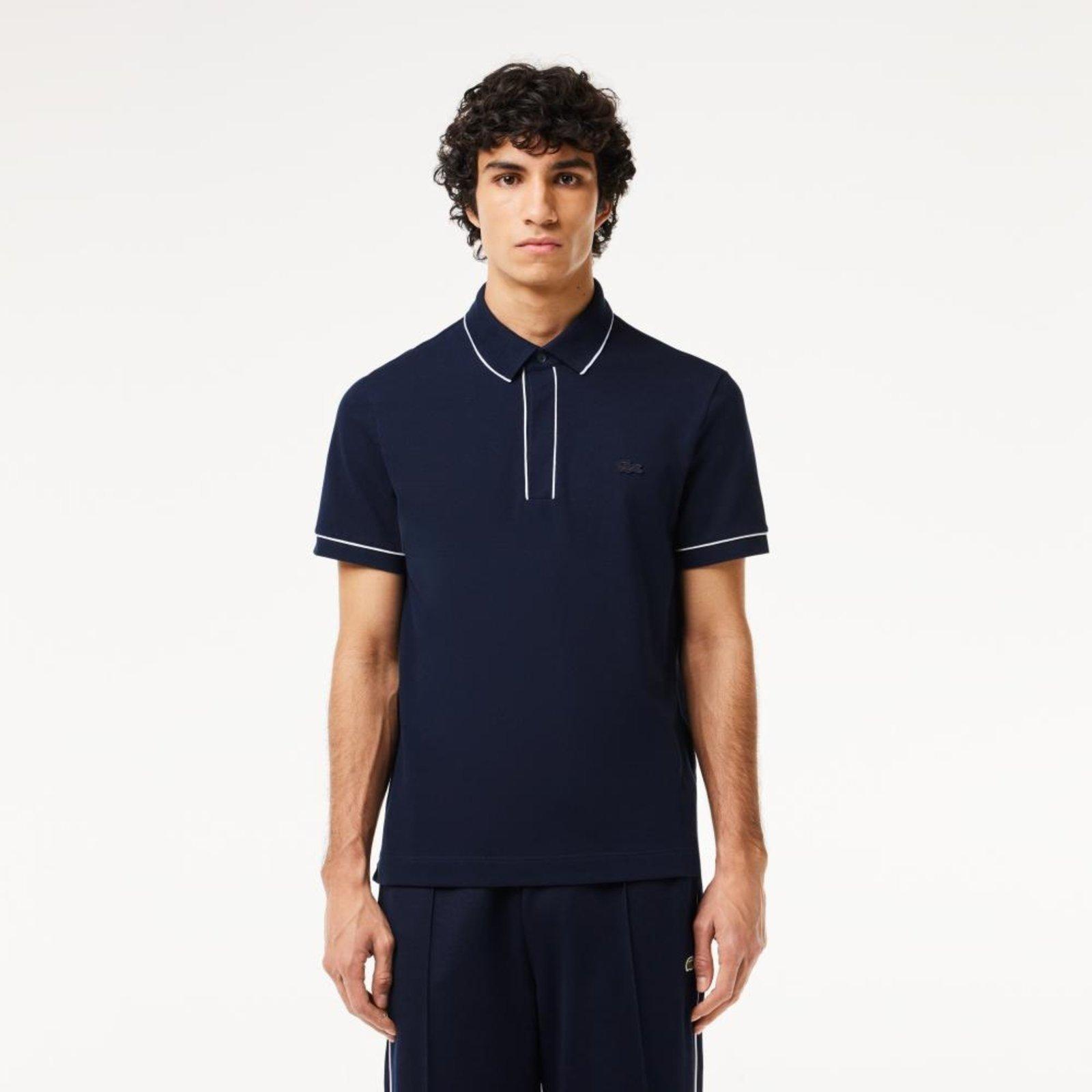 Camisa Polo de Algodão Elástico Smart Paris com Acabamento Contrastante Azul