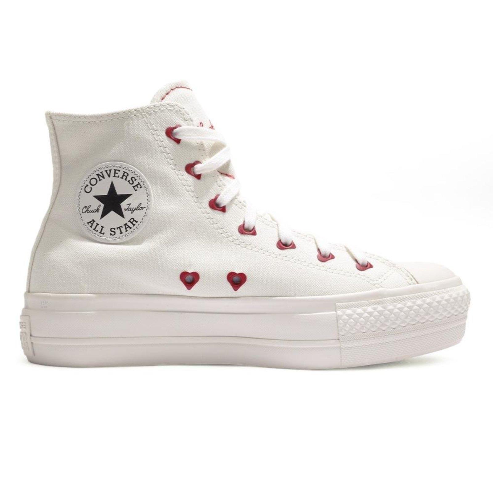 Tênis Converse All Star Chuck Taylor Lift In Love Cano Alto Feminino Branco
