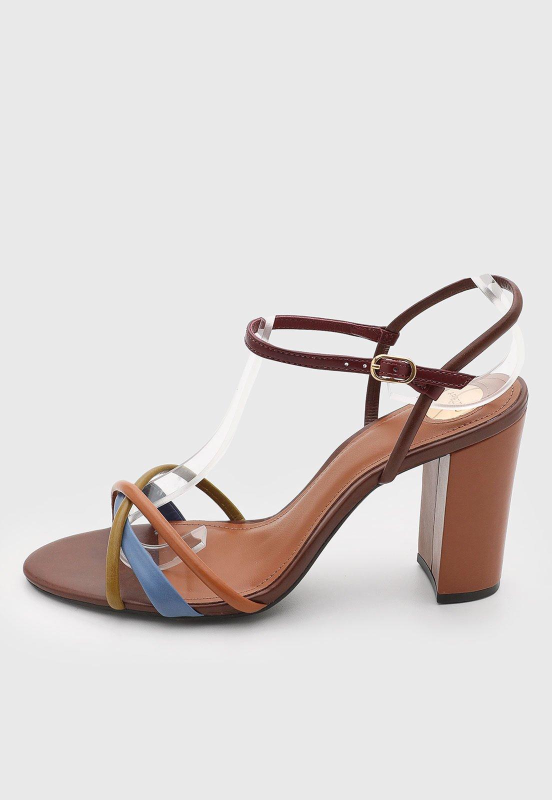 Sandália Feminina Arezzo Tiras Color Marrom
