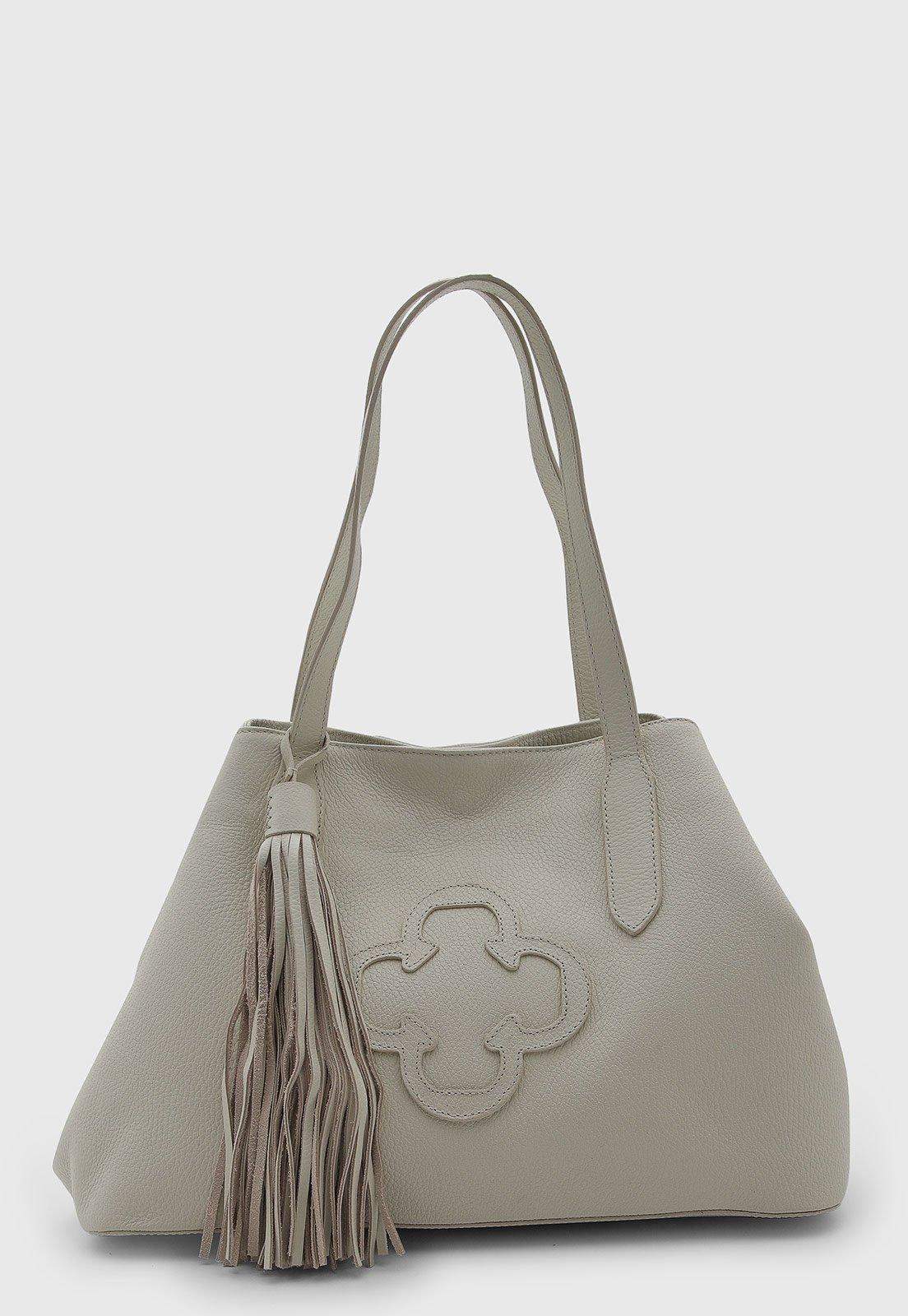 Bolsa Feminina Capodarte Couro Modelo Tote Off-white