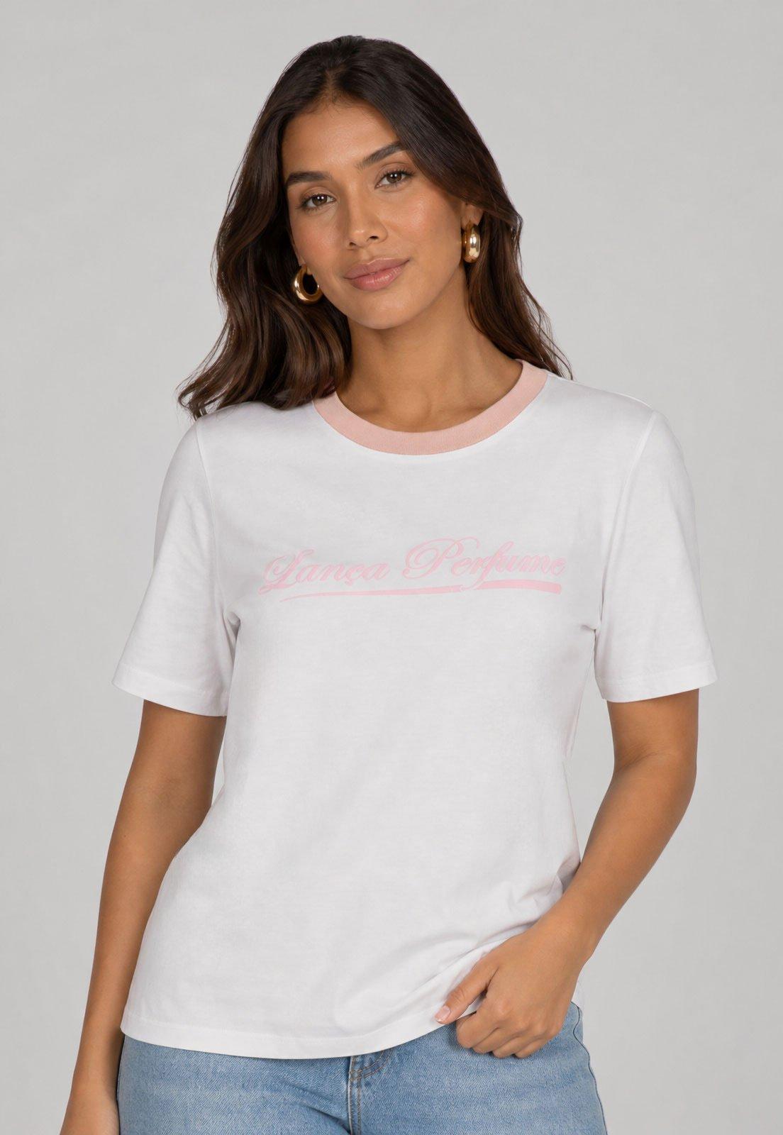 Camiseta Feminina Lança Perfume Logo Branca