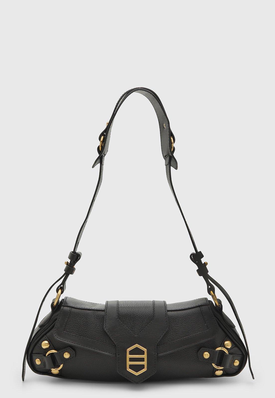 Bolsa Média Feminina Arezzo Estruturada Couro Preto