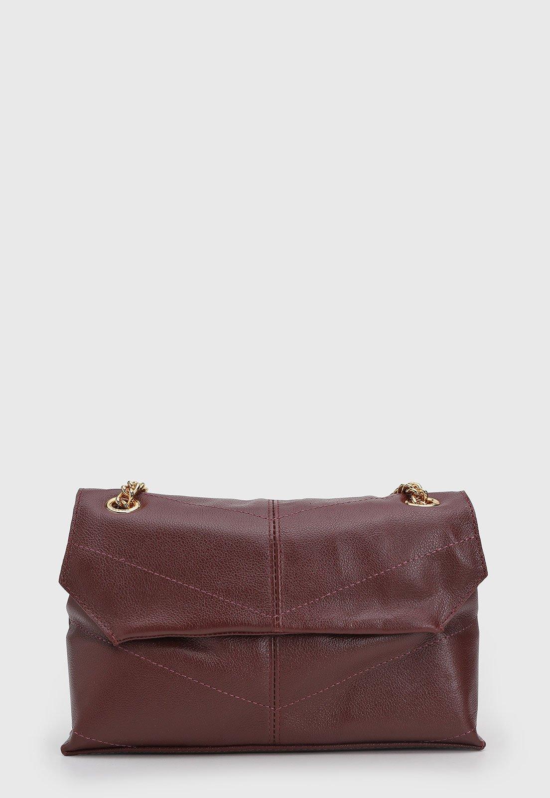 Bolsa Feminina Arezzo Estruturada Couro Vinho