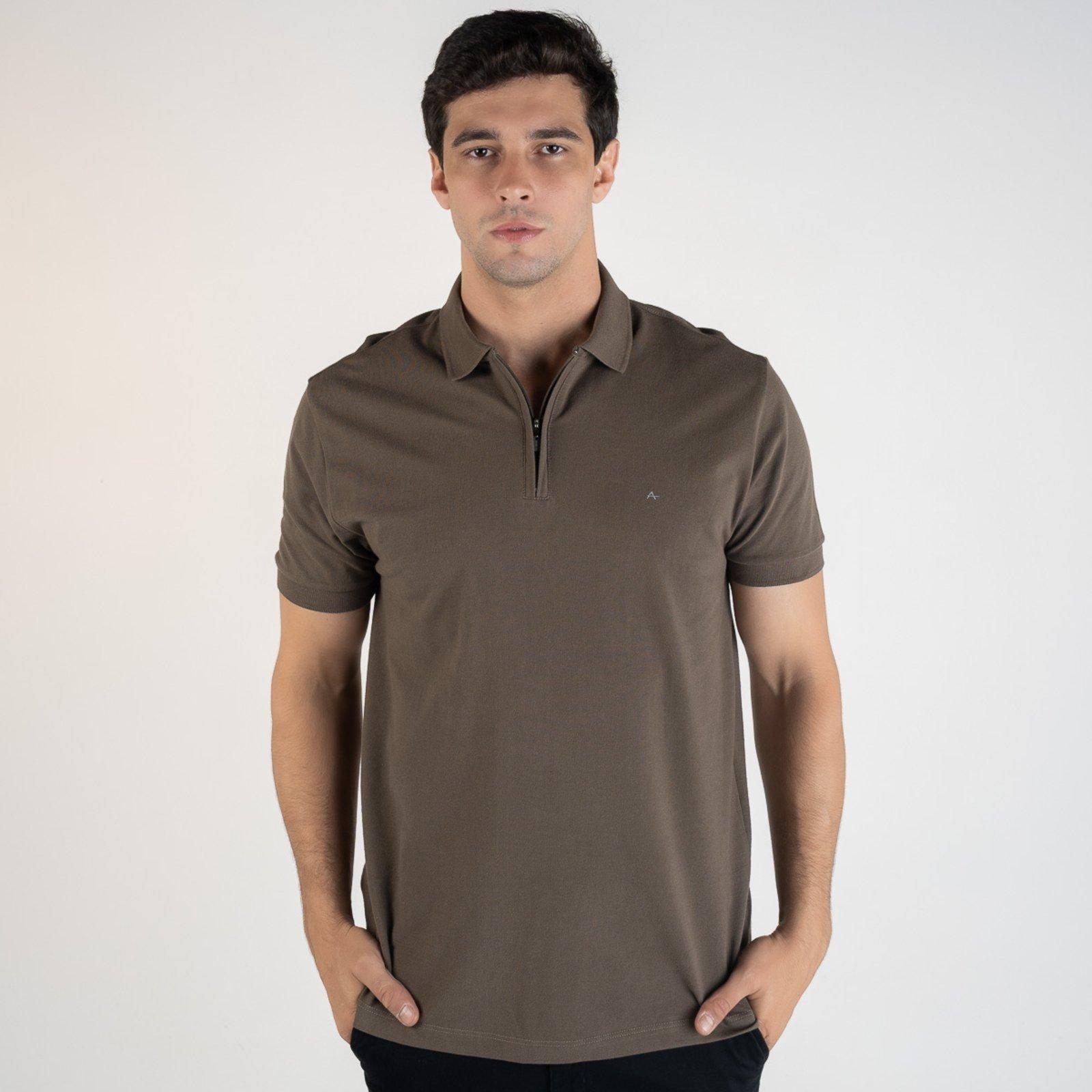 Camisa Polo Aramis Zíper Monocromática Marrom