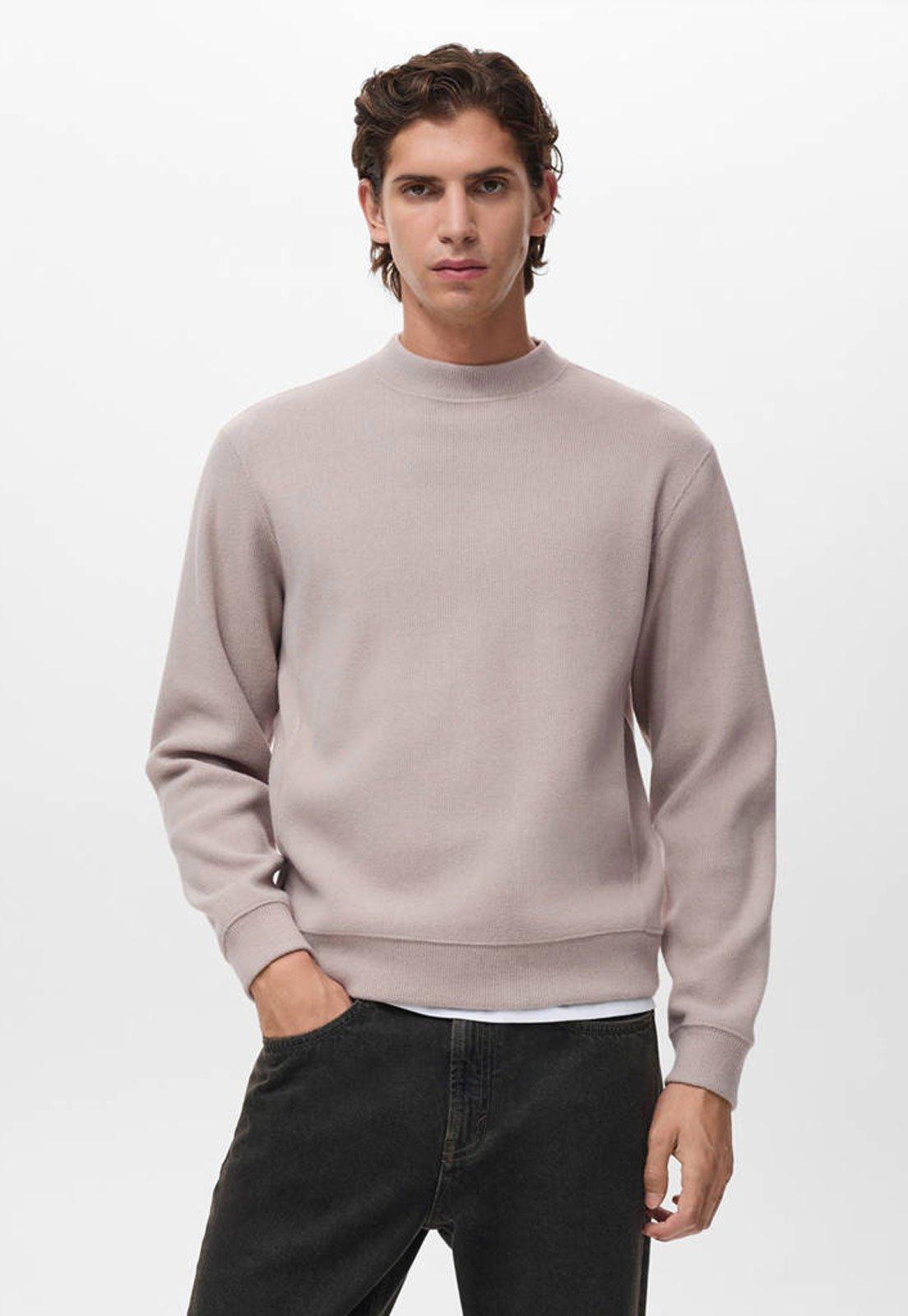 Blusa de Moletom Masculino Mango Modelagem Regular Gola Redonda Bege