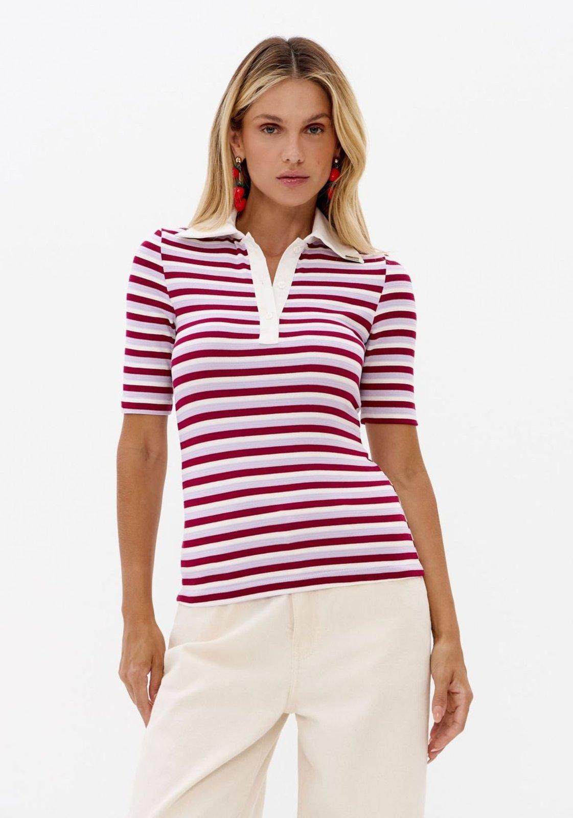 Blusa Manga Curta De Listras Lança Perfume