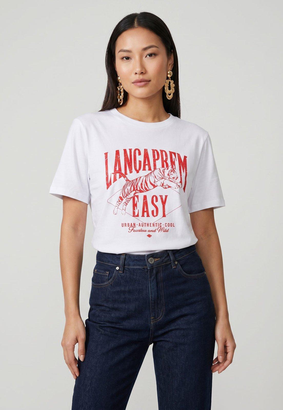 Camiseta Feminina Lança Perfume Estampa Frontal Branca
