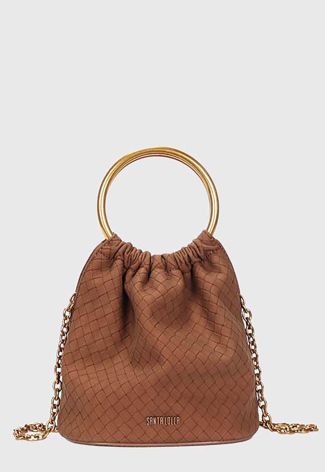 Bolsa Feminina Santa Lolla Saco Alça Corrente Marrom