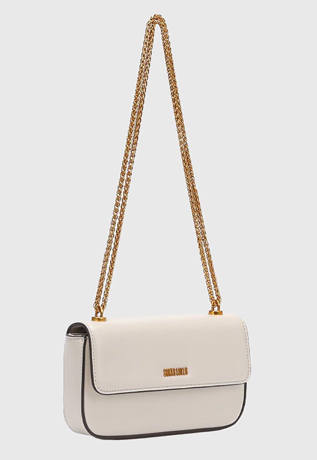 Bolsa Feminina Santa Lolla Alça Corrente Off-white