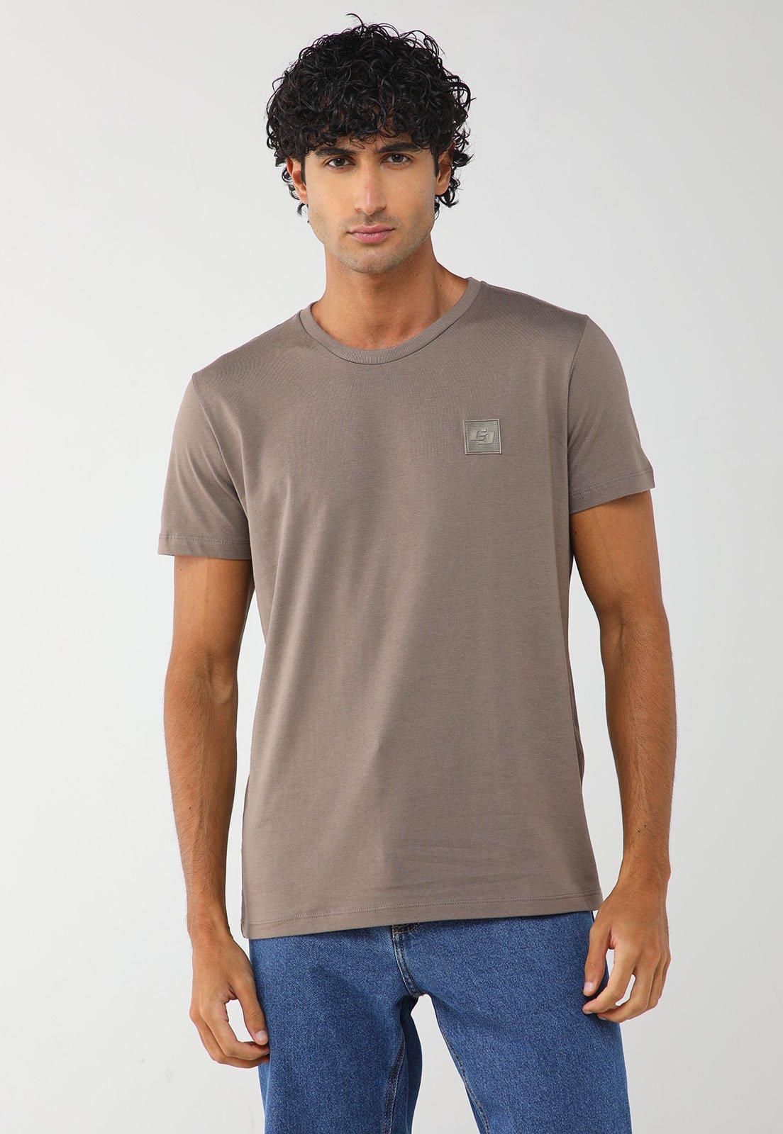 Camiseta Masculina Colcci Logo Patch Marrom