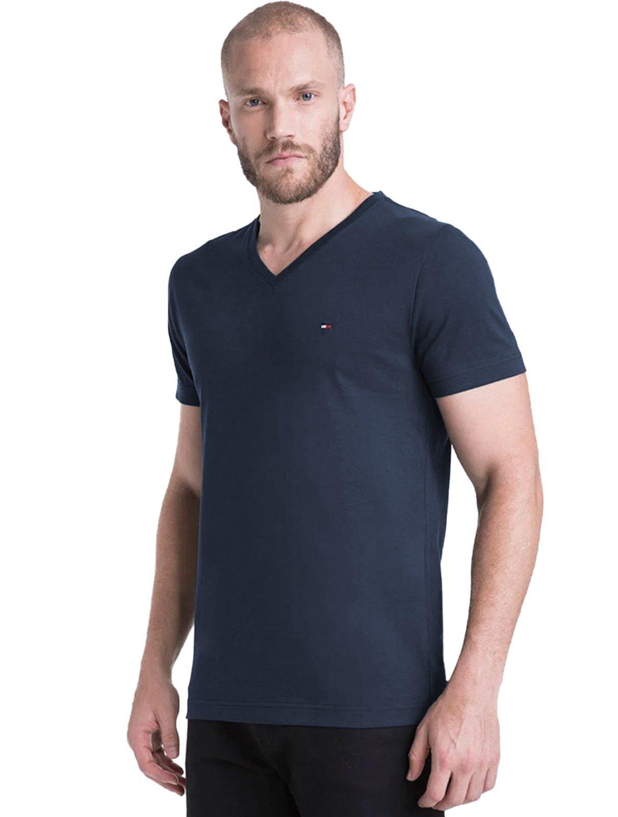 Camiseta Tommy Hilfiger Masculina Essential V-Neck Azul Marinho