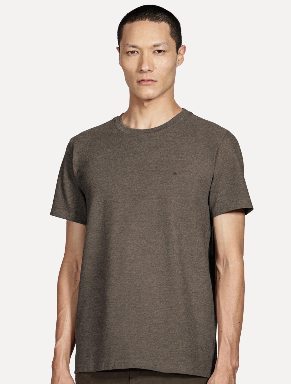 Camiseta Aramis Masculina Basic Lisa Mono Icon Marrom Mescla