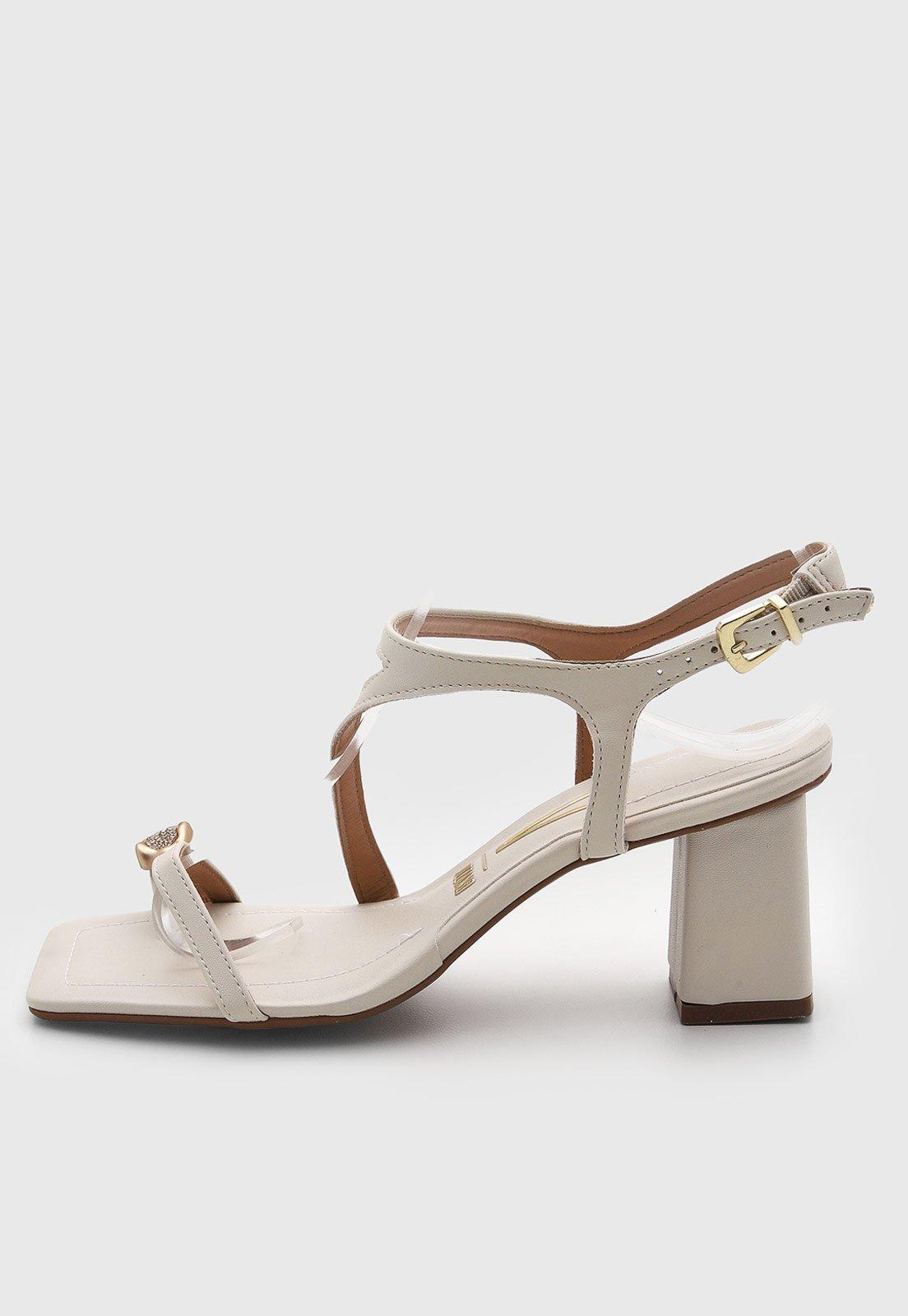 Sandália Feminina Vizzano Salto Bloco Off-White