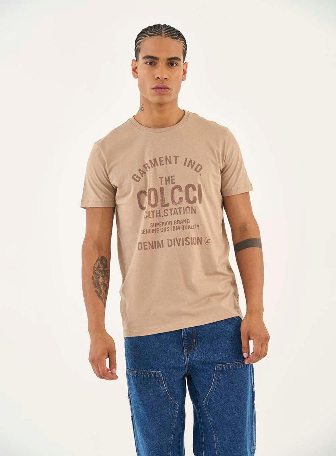 Camiseta Slim Com Estampa Frontal Colcci Bege Sand Castle