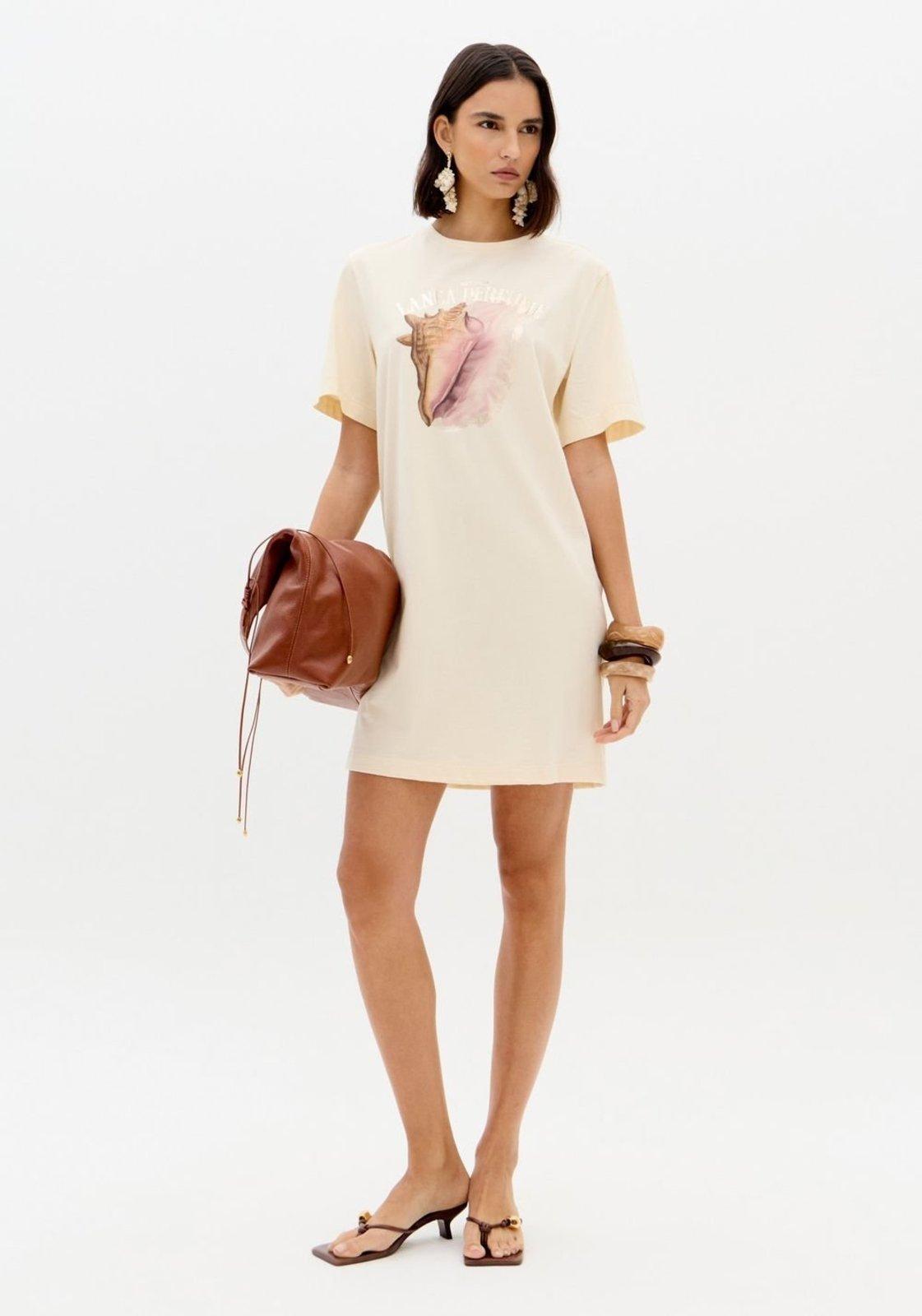 Vestido T-dress Com Estampa Frontal Lança Perfume