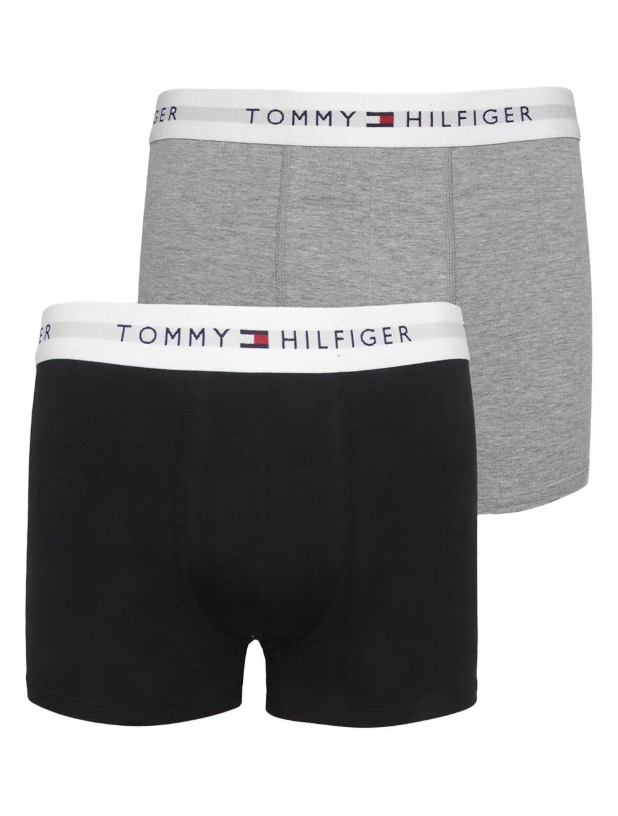 Cueca Tommy Hilfiger Cotton Stretch Boxer Trunk Preta/Cinza Pack 2UN