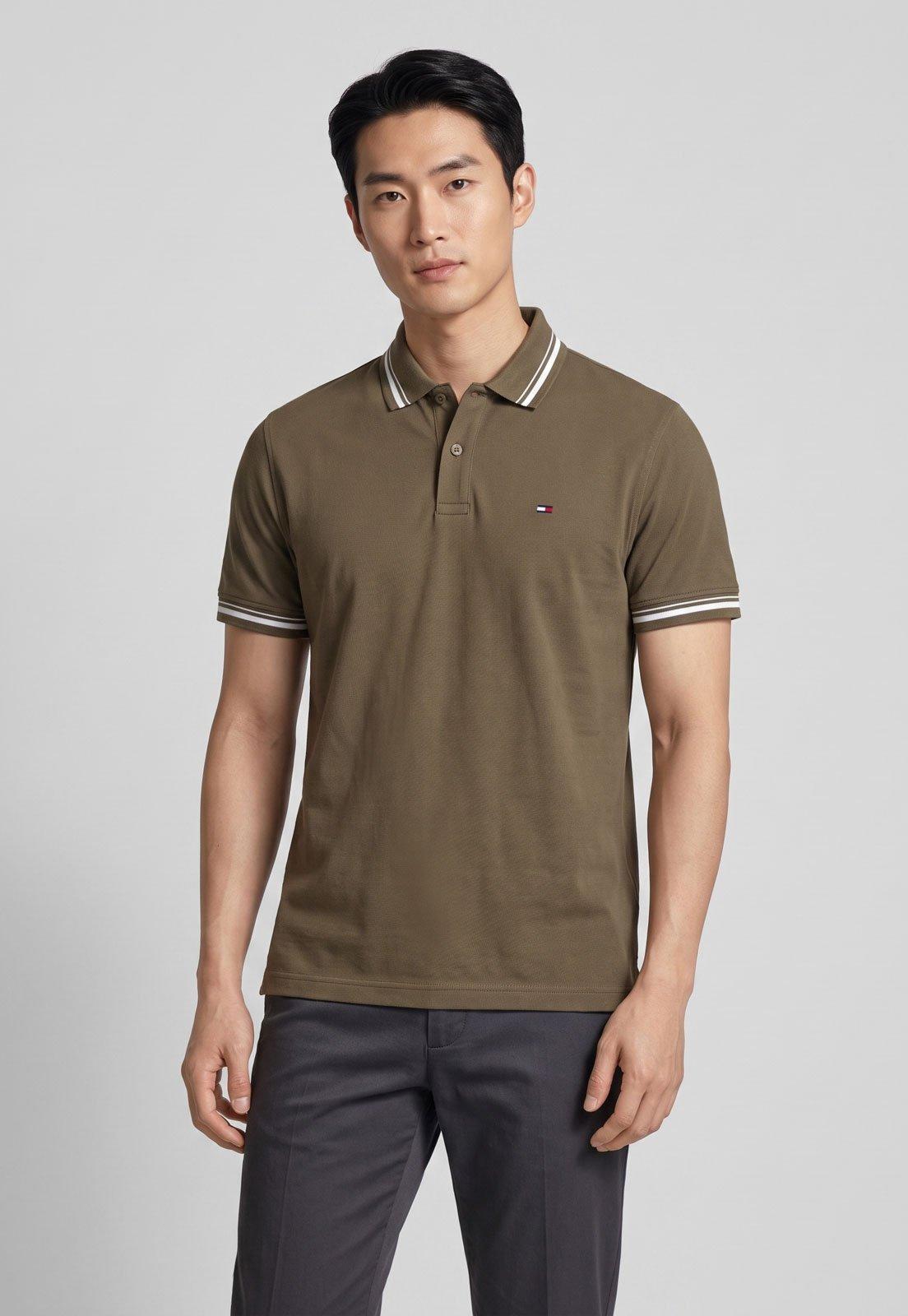 Camisa Polo Masculina Tommy Jeans Tipped Marrom