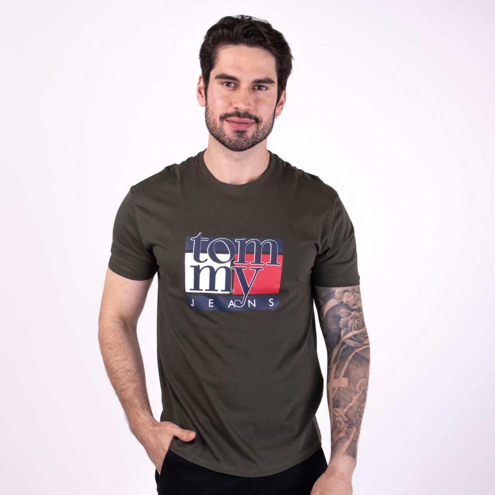 Camiseta Tommy Jeans Big Logo Verde Militar