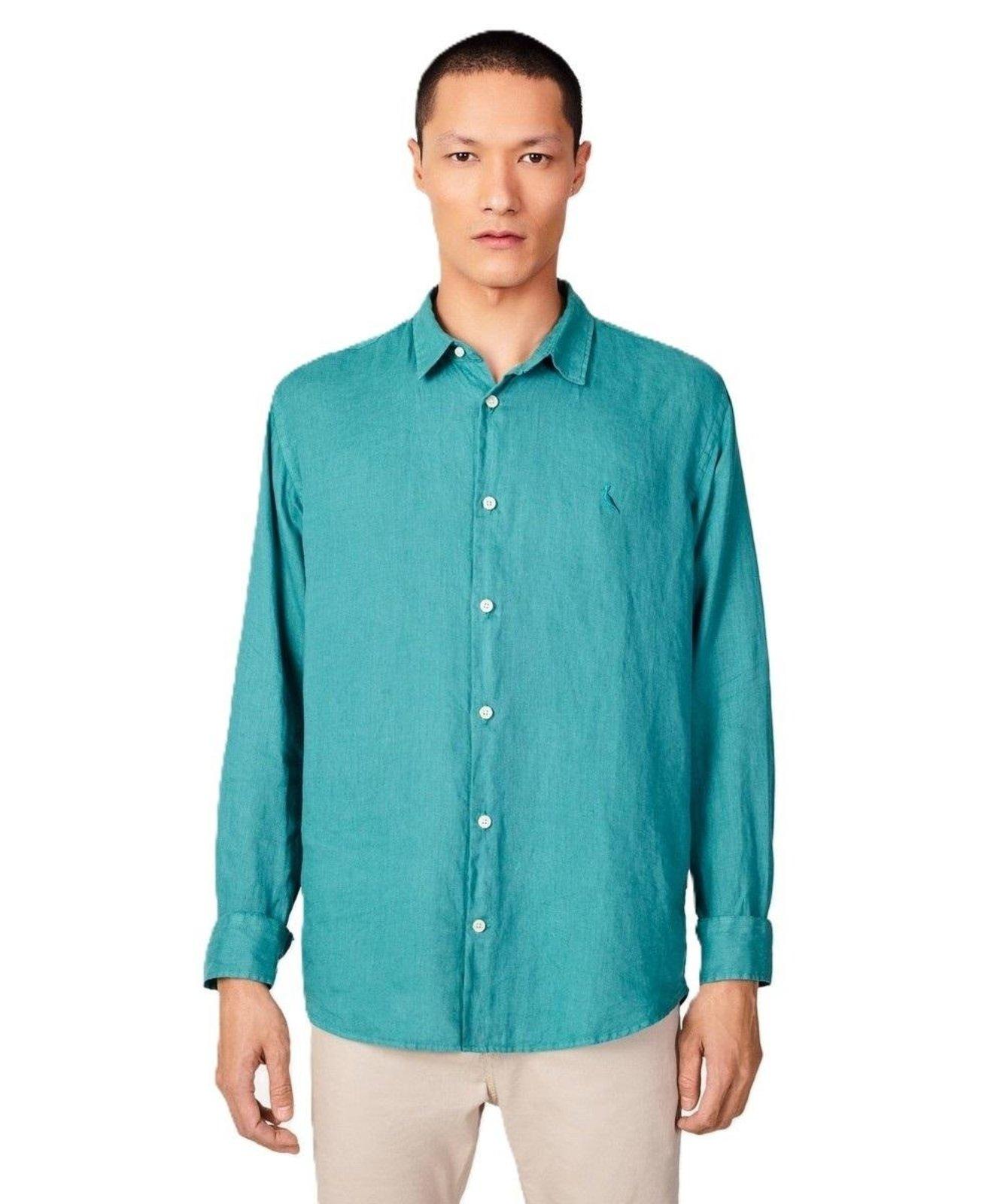 Camisa Manga Longa Linho Reserva VERDE ESMERALDA M