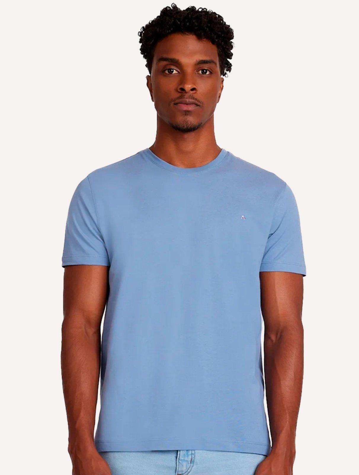 Camiseta Aramis Masculina Basic Lisa Azul Médio