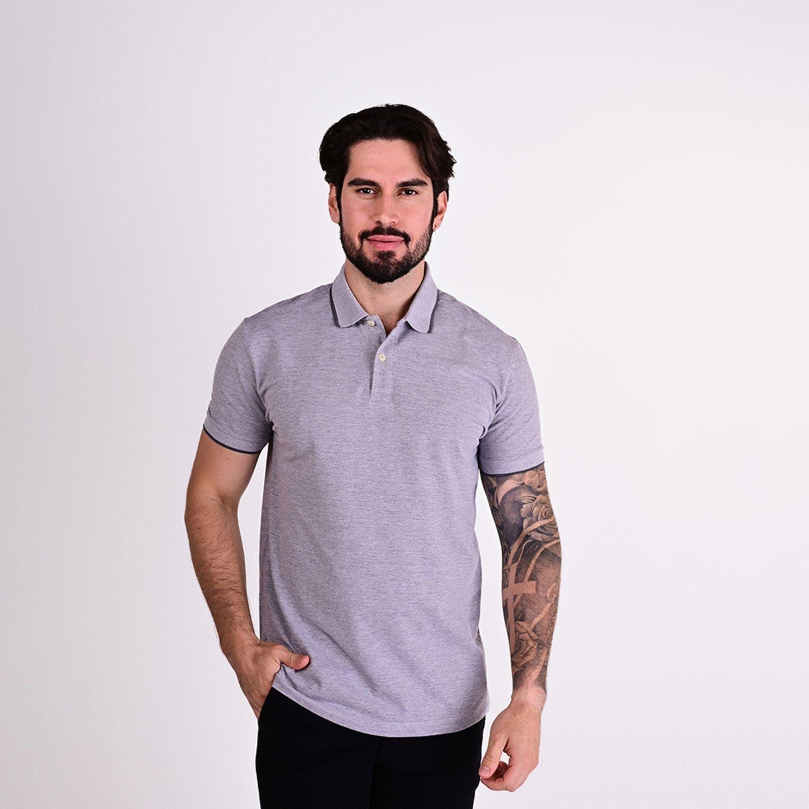 Camisa Polo Aramis Frisos Cinza Mescla