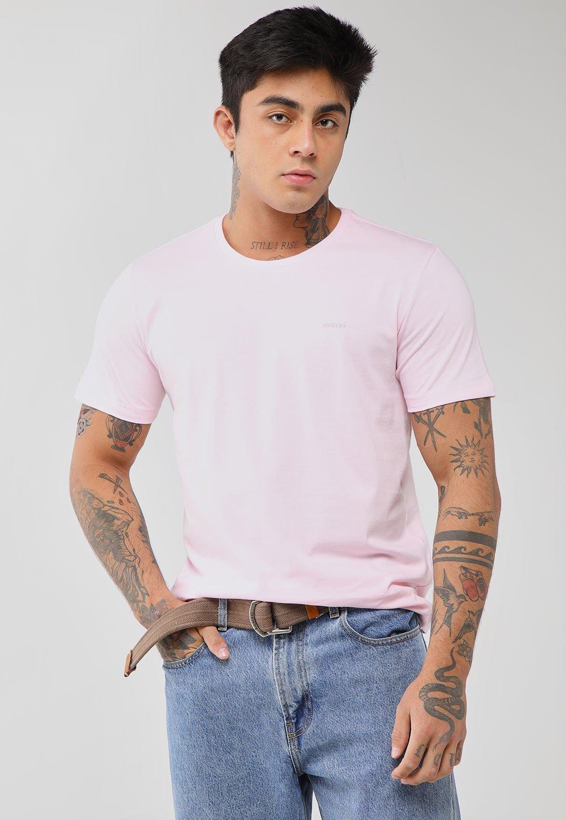 Camiseta Masculina Colcci Logo Rosa Claro