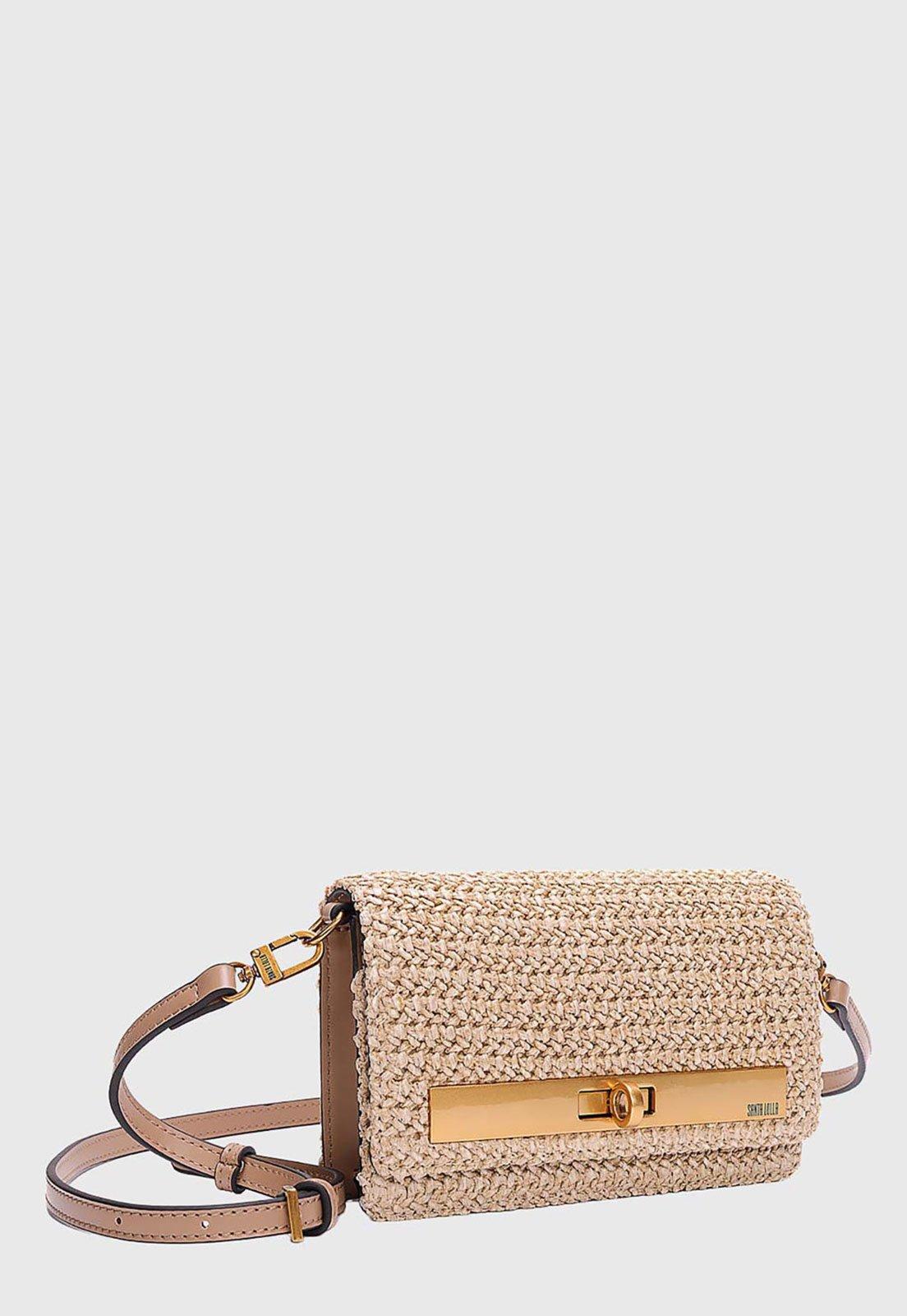 Bolsa Pequena Santa Lolla Alça Ajustável Texturizada Bege