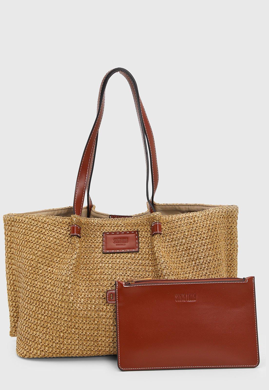 Bolsa Grande Santa Lolla Tramada com Necessaire Bege
