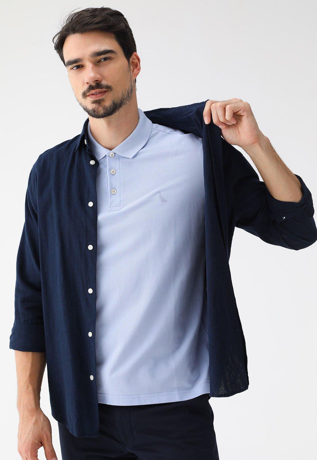 Camisa Polo Reserva Reta Logo Azul