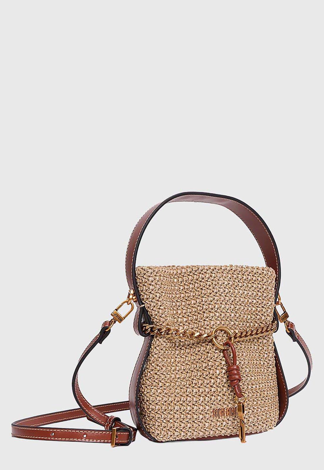 Bolsa Santa Lolla Estruturada Trançada Corrente Bege