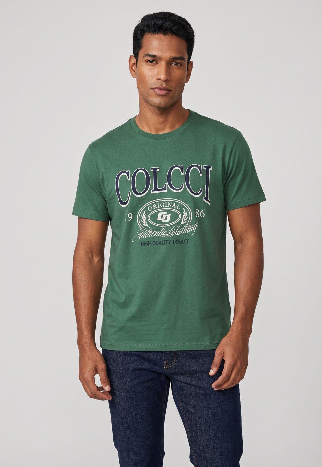 Camiseta Masculina Colcci Estampa Frontal Verde
