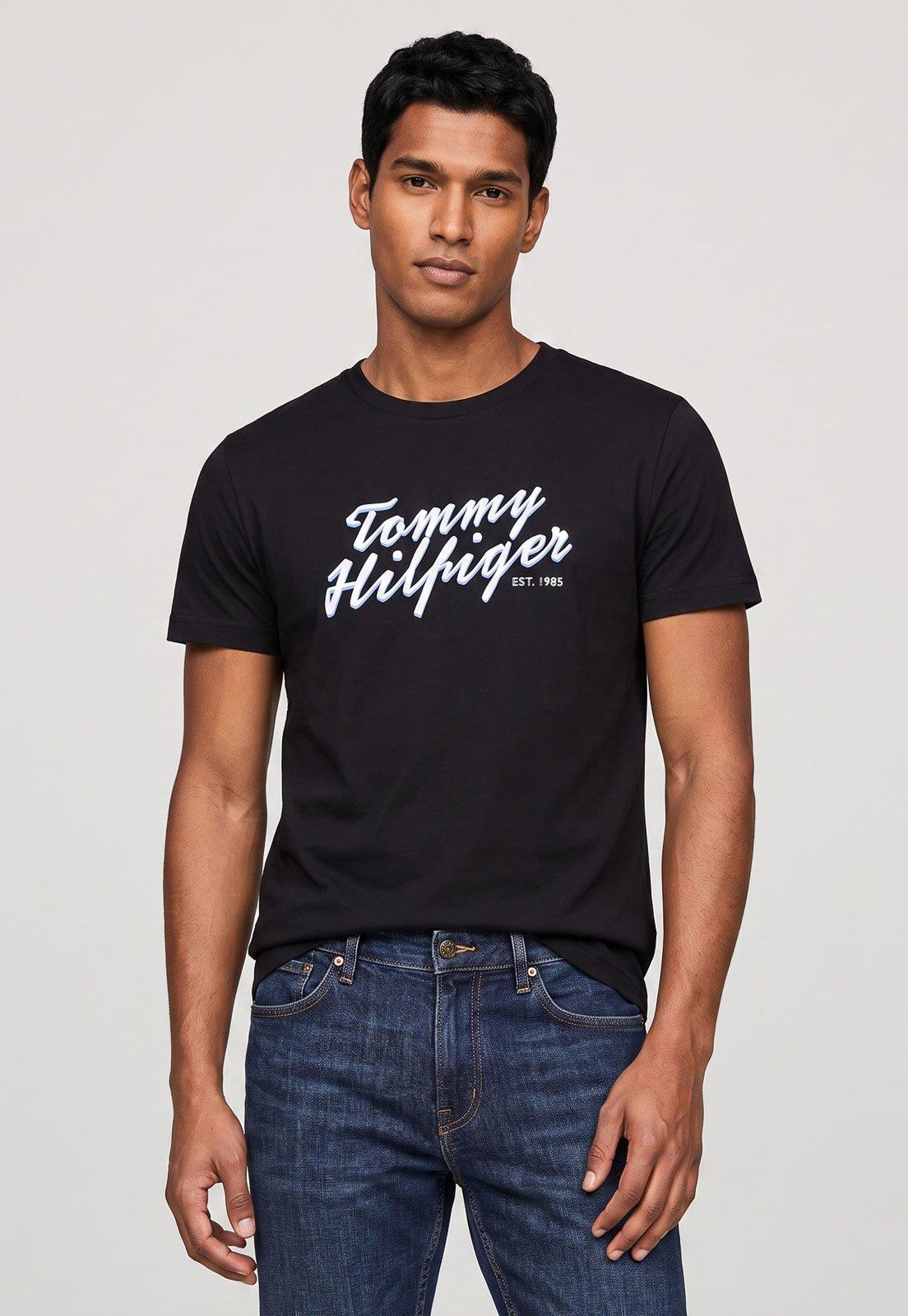 Camiseta Masculina Tommy Hilfiger Logo Preta