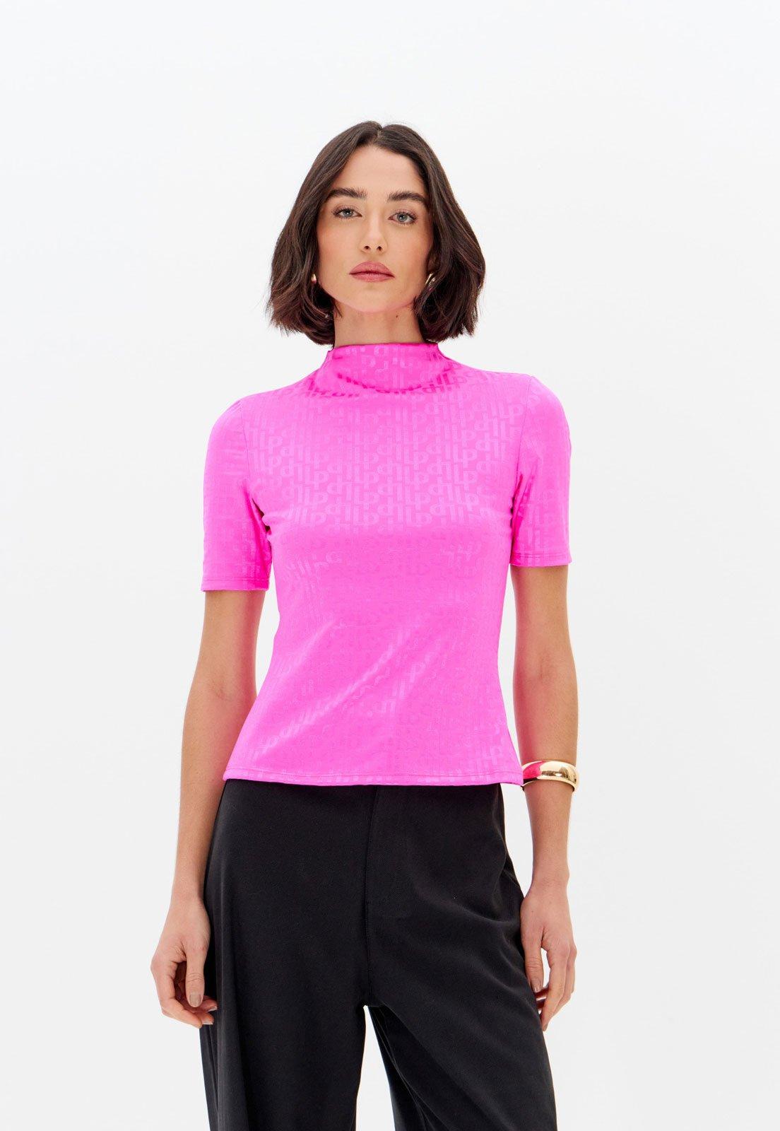 Blusa Feminina Lança Perfume Gola Alta Rosa