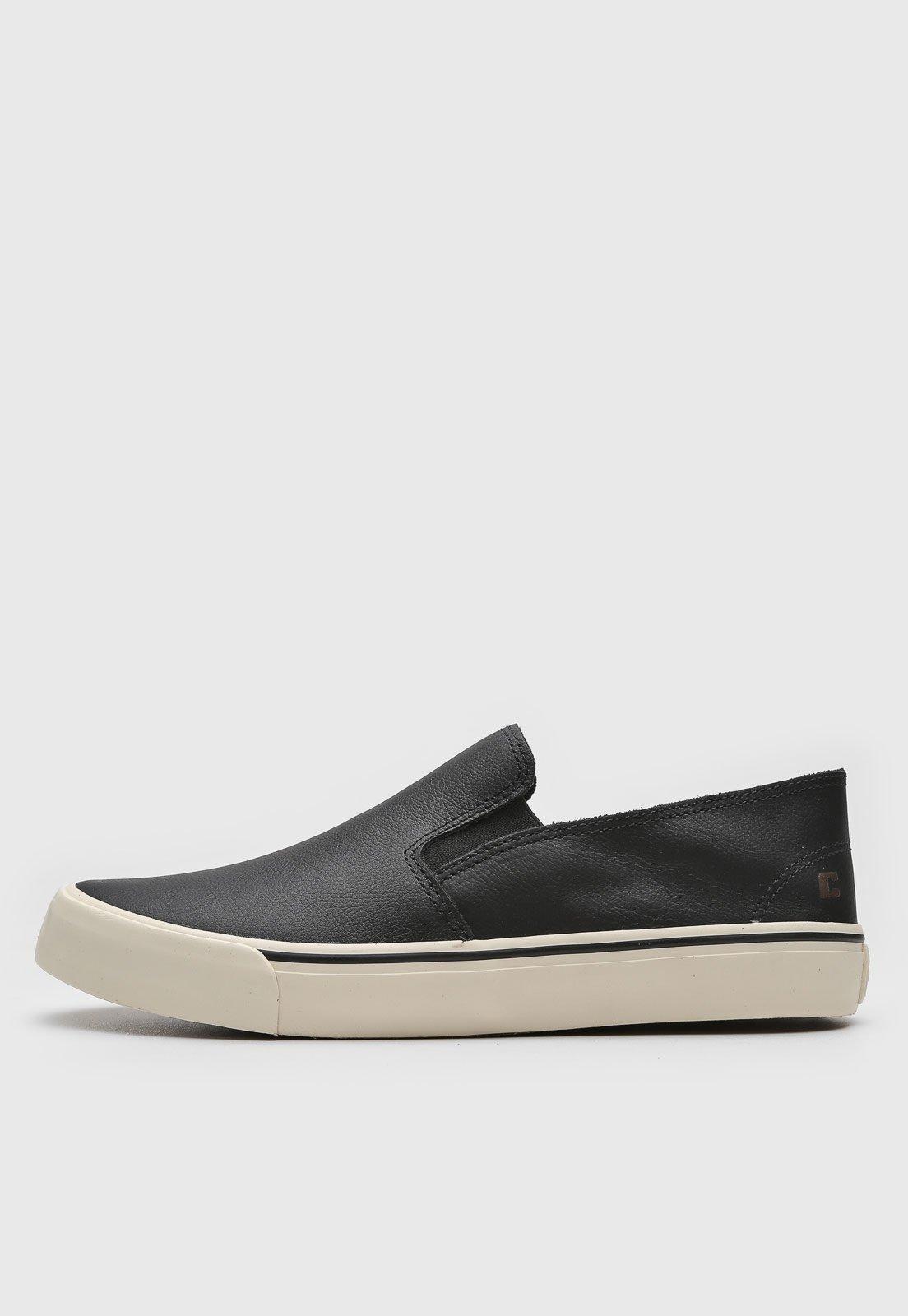 Tênis de Couro Slip On Colcci Conforto Preto